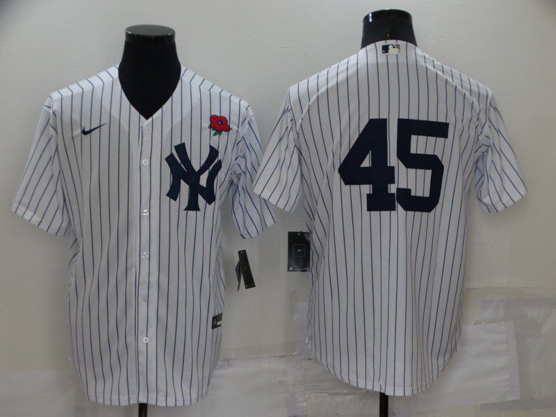 Men New York Yankees #45 No Name White Strip Game 2022 Nike MLB Jersey